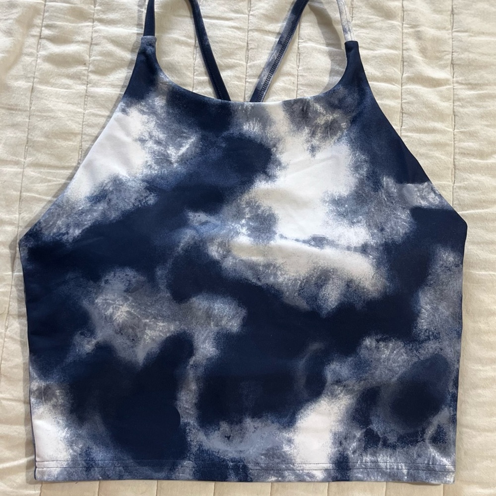 Old Navy Blue and White Sleeveless Crop Tank